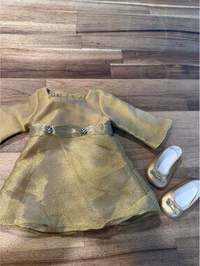 AMERICAN GIRL SHIMMERY GOLD PARTY DRESS SHOES RETIRED B220